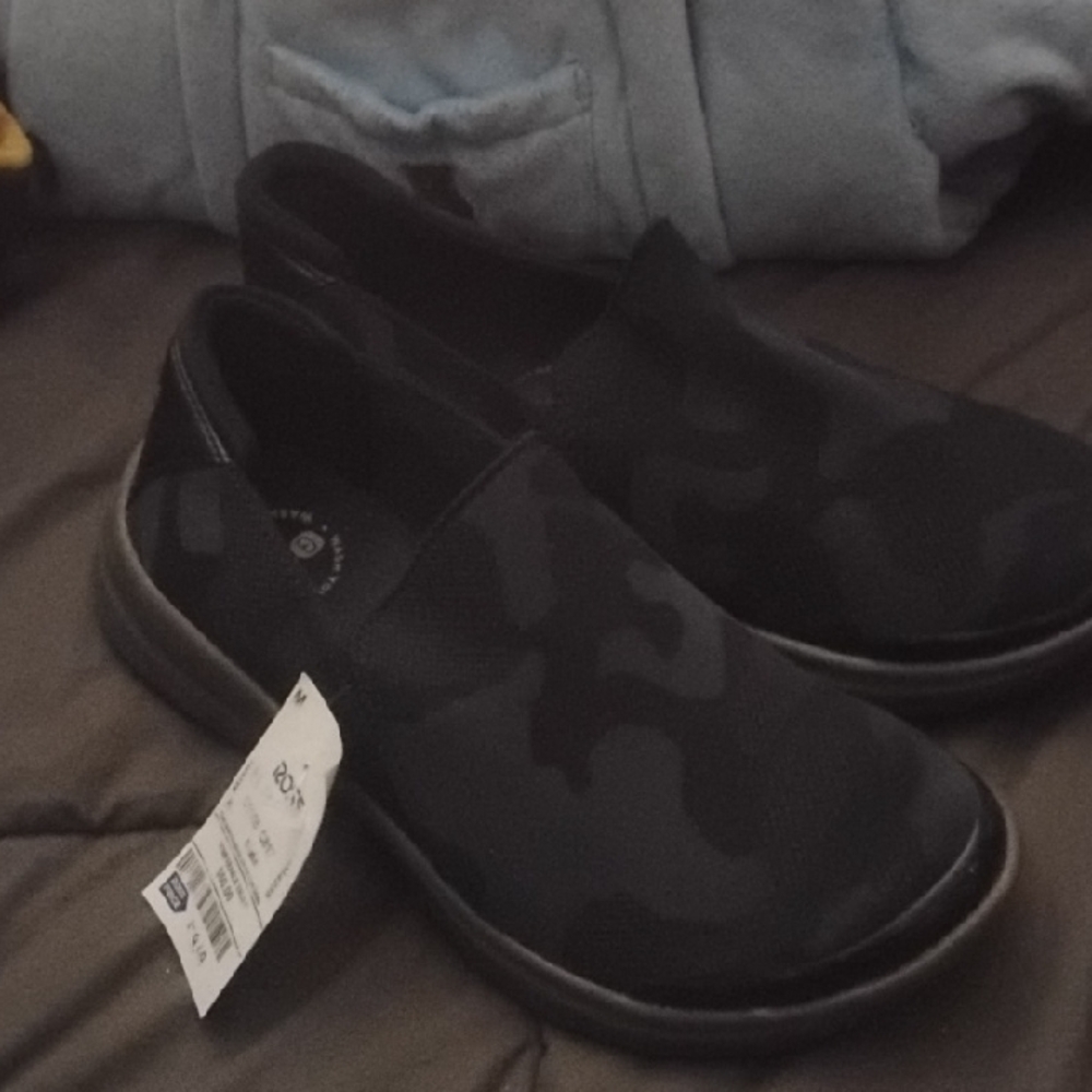 Bzees Black Camo Slip-On Mules